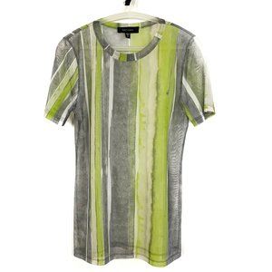 Karen Kane Gray and Green Short Sleeve Sheer Top - M